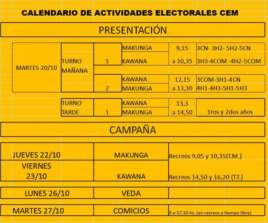 imagen Cronograma de actividades electorales del CEM