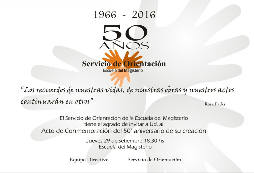 imagen Aniversario del Servicio de Orientación de la Escuela del Magisterio: 50 años 1966-2016