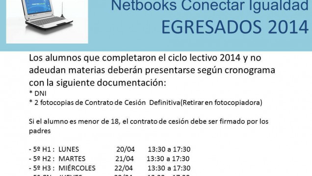 imagen Cesión definitiva de netbooks para egresados 2014