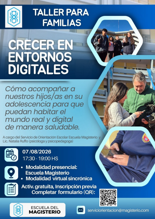 imagen Crecer en Entornos Digitales: Invitan a un nuevo taller participativo destinado a familias
