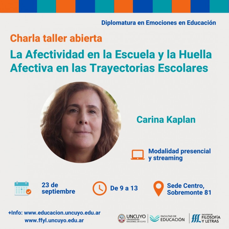 imagen Carina Kaplan analizará la afectividad en la escuela en una charla en la UNCuyo