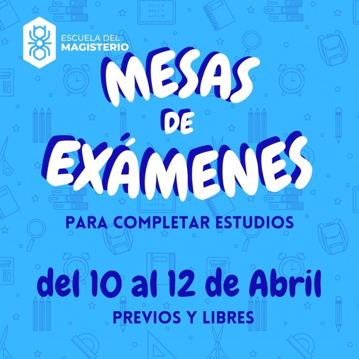 imagen Mesas de exámenes para completar estudios abril 2024 