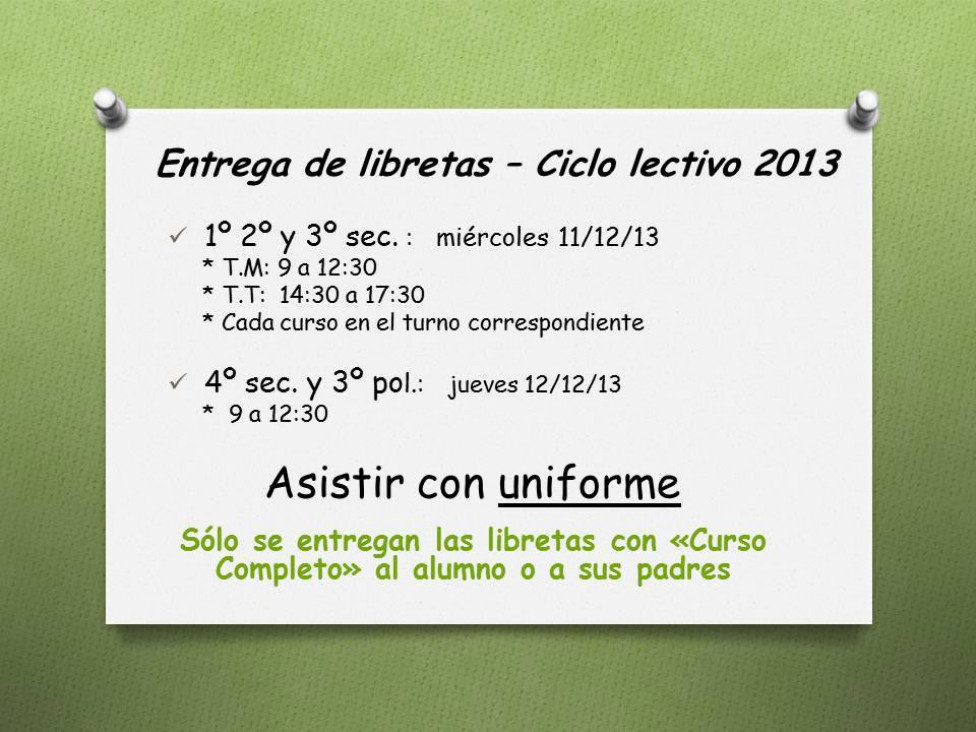 imagen Entrega de Libretas 3° Trimestre  (ciclo 2013 completo)