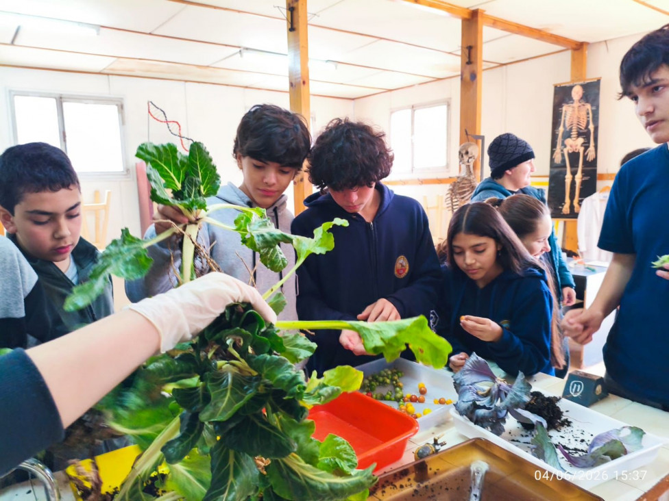 imagen Estudiantes del Magisterio realizaron la cosecha y pesaje en la huerta escolar