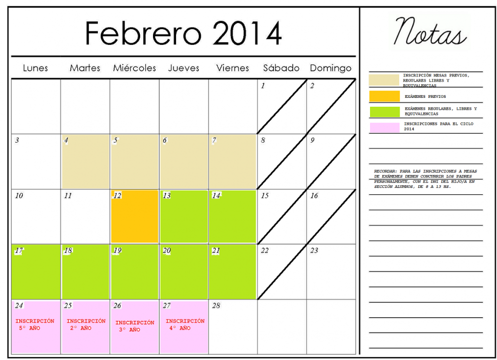 imagen FECHAS PARA AGENDAR