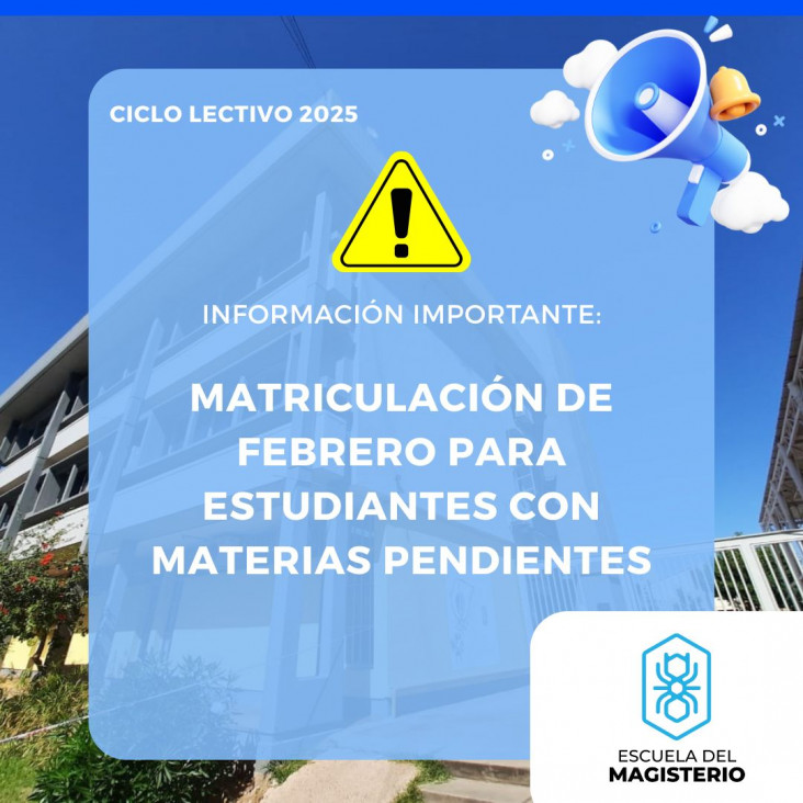 imagen Matriculación de 2do a 5to año ciclo lectivo 2026 para estudiantes con materias pendientes de aprobación